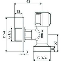 Kampinis ventilis Schell Comfort 1/2" x 3/4" skalbimo mašinai, indaplovei, 033000699