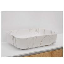 Pastatomas praustuvas Riho Slate 52x39 cm, baltas marmuras