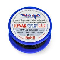 Kynar sidabro dengtas vario surinkimo kabelis - 0.25 mm / AWG 30 - juodas - 50 m