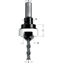 Medienos grąžtas su gilintuvu CMT; 45°; S=8 mm; d=3 mm; D=12 mm