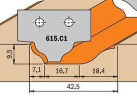 Profiliniai frezavimo galvų peiliai CMT 615.C1; 1 vnt.
