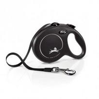 Automatinis pavadėlis Flexi New Classic S juosta 5m 15kg, Juoda