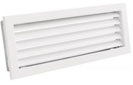 Grotelės VENTLAB 450x170, fiksuotos žaliuzės, baltos
