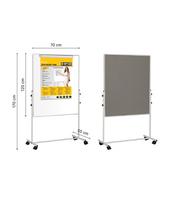 Mobilioji dvipusė lenta BI-OFFICE 70x120, baltoji magnetinė ir pilko veltinio, aliuminio rėmas