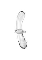 Stiklinis dildo Double Crystal, skaidrus