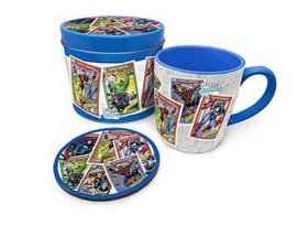 Marvel - Kolekcionierių kortelės, puodelis ir padėkliukai skardinėje dėžutėje