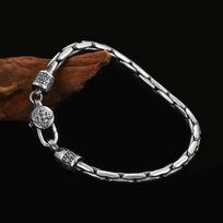 Išskirtinė sidabrinė apyrankė 3 mm 18/10/22 cm Retro gyvatės kaulo grandinėlė skulptūra Žiedlapis Vajra sagtis vyrams Madingi žavūs papuošalai 20cm