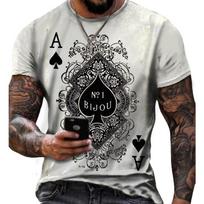 Pokerio kubas Tūzas Vyriški marškinėliai 3D spausdinti Vasariniai kasdieniai Vyriški marškinėliai Vintažiniai apvalaus kaklo viršūnės Trumpomis rankovėmis Hip Hop Oversized Gatvės drabužiai XXL