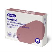 AMBIO GERKLEI SU ISLANDINE KERPENA 80 mg (JUODŲJŲ SERBENTŲ SKONIO), 24 minkštosios pastilės