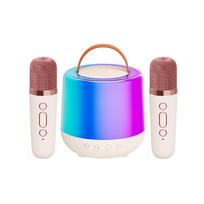 Karaoke Machine Mini belaidžio mikrofono ir garsiakalbių rinkinys su 2 mikrofonais namų KTV rinkinys LED spalva balta