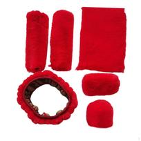 6x Car Interior Accessories, Plush Steering Wheel Cover Set Seat Belt for