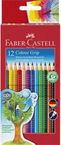 Spalvoti pieštukai FABER CASTELL GRIP, 12 spalvų
