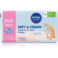 NIVEA BABY Soft & Cream švelnios drėgnosios servetėlės kūdikiams 2x57 vnt.