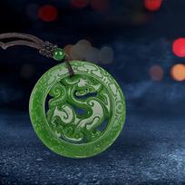 Žalias nefrito pakabuko medalis Dragon Hollow Drožyba Nefrito pakabuko medalis Dragon Hollow žalia