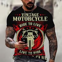 Vintažiniai vyriški marškinėliai 3D Retro Motociklas Oversized T-shirt Vyrams Drabužiai Biker Racing Marškinėliai Motoriniai Marškinėliai Viršutiniai Drabužiai Vasariniai Drabužiai 3XL