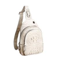 New Crocodile Bone Pattern Men's Chest Bag Genuine Leather Single Room Diagonal Cross Bag Classic and Fashionable Chest Bag Outdoor Men's Bag