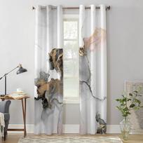 Black Gold Abstract Marble Window Curtains For Living Room Bedroom Luxury Modern Kitchen Curtains Fabric Drapes 135W x 60H(cm) x1