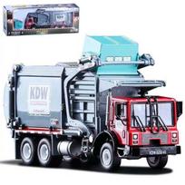 1/24 mastelio lydinio transporto priemonė šiukšliavežis sunkvežimis metalinis automobilio modelis žaislai Dovana 1/24-Size:21*6*8.5cm pilka/raudona