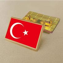 Turkijos nacionalinės vėliavos segė 2,5 * 1,5 cm cinko lydinys liejimas PVC spalvotas spausdinimas dengimas auksas stačiakampis auksas