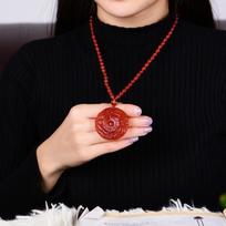 Natūralaus raudonojo agato drakono ir „Phoenix Bagua“ pakabukas karoliai