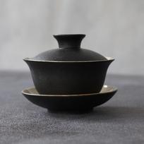 Black Ceramic gaiwan arbatos Kung fu arbatos rinkiniai 130ml Black(130ml)