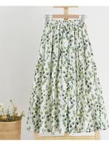Lamtrip Retro Dark Green Ink Painting Leaves Print A-Line Cotton Skirt Saia Women 2024 Summer S žalia