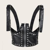 Punk stiliaus Užtrauktuku Kniedėmis Elastinga Korseto Juosmens Diržas Marškinio Sijono Moteriška Dekoro Liemenė Diržas One Size juoda