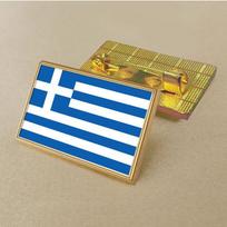 Graikijos vėliavos sagė 2,5 * 1,5 cm Cinko lydinio lietas Pvc spalvota spauda ir danga Auksinė stačiakampė forma auksas