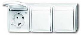 fix-pro ABB Ocean horizontalus lizdas 3 x Schuko su įžeminimu, 250 V/16 A, IP44 atsparus purslams, baltas