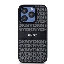„iPhone 14 Pro Max dėklas - DKNY - Mono Stripe - Juodas Oda - Kietas Dėklas - Elegantiškas ir Tvirtas“