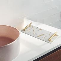 Elegantiškas marmurinis padėklas stilingam namų dekorui White Square