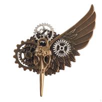 Steampunk Brooch Pin Gear Skull Halloween Costume Angel Wing Badge for Hat
