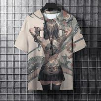Summer Men's T Shirt Fashion Samurai Tattoo 3D Print Graphic Trend Casual Harajuku Streetwear O-Neck Hip Hop Oversized Clothing L