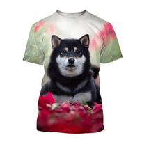 Japoniški Akita Inu marškinėliai vyrams Mieli šunų gyvūnai Shiba Inu 3d marginti marškinėliai Harajuku trumpomis rankovėmis gatvės viršūnių marškinėliai 4XL