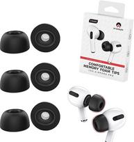3 poros atminties putplasčio ausinių dėžutėje, skirtoje „Airpods Pro“ ir „Airpods Pro“ 2-osios kartos ausinių priedams, keičiamoms ausinėms (S, M, L) juoda