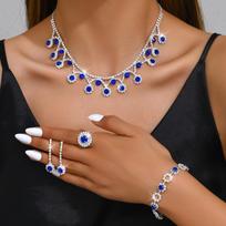 BLINGBAY moteriškų papuošalų rinkinys Saldus romantiškas mėlynas Madingi vestuviniai aksesuarai Mieli romantiški auskarai, karoliai, apyrankių rinkinys, mergaičių modernūs papuošalai, dovana