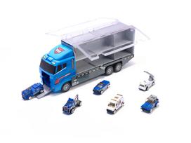 Policijos sunkvežimis – transporteris su automobilių paleidimo rampa +6 metaliniai automobiliai