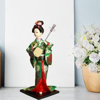 Elegantiška japoniška lėlės figūrėlė namų dekoravimui Shamisen