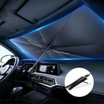 Apsaugokite savo automobilį nuo saulės su šiuo nešiojamu sulankstomu automobilio priekiniu skėčiu nuo saulės juoda