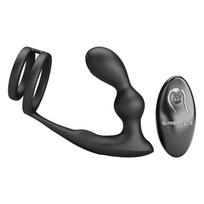 Pretty Love Marshall Penis Ring with Vibrating Anal Plug & Remote Control Black