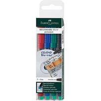Permanentinis žymeklis su trintuku CD/DVD diskams FABER CASTELL MULTIMARK F, 0,6mm, 4 sp. komplektas