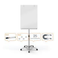 Stiklinis magnetinis konferencinis stovas NOBO MOBILE GLAS su ratukais