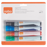 Žymeklių baltai lentai rinkinys NOBO Liquid Ink, kirstu galu, 4 spalvos