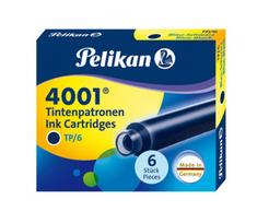 Rašalo kapsulės Pelikan, juodai mėlynos trumpos, 6vnt