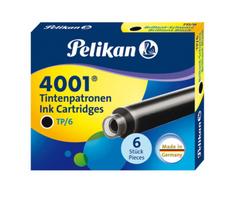 Rašalo kapsulės Pelikan, juodos trumpos, 6vnt