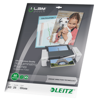 Laminavimo vokeliai LEITZ UDT, A3, 80 mik., 25 vnt.