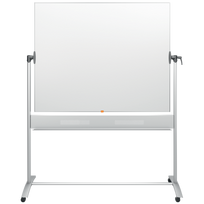Dvipusė vartoma emaliuota balta magnetinė lenta NOBO 120x150 cm, su mobiliu stovu