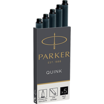 Rašalo kapsulės Parker, ilgos, juodos, 5vnt