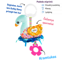 Pakabinamas kelioninis kūdikio žaislas „Gulbė Siera“