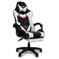 Žaidimų - biuro kėdė su atrama kojoms EC GAMING (juoda-balta)